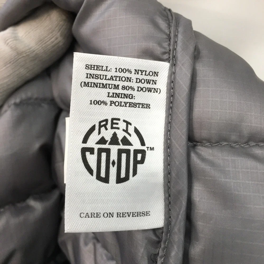 REI Co-op Mens Down Puffer Vest Gray‎ XL Full Zip Quilted 17476-F14